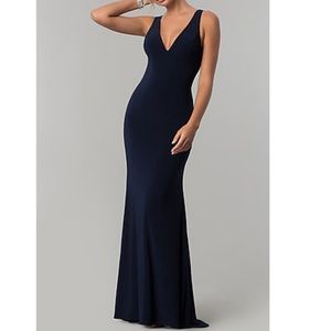 Abs by Allen Schwartz - Jersey Deep V Neck Gown